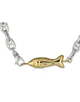 Fish Link Mariner Necklace, Brass