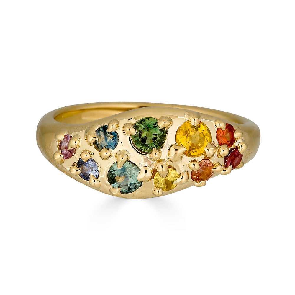 Large Rainbow Tide Ring, 14k