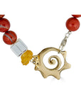 Gemstone Sliced Shell Link Necklace, Red Jasper