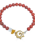 Gemstone Sliced Shell Link Necklace, Red Jasper