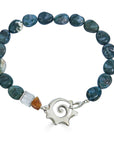 Gemstone Sliced Shell Link Necklace, Moss Agate