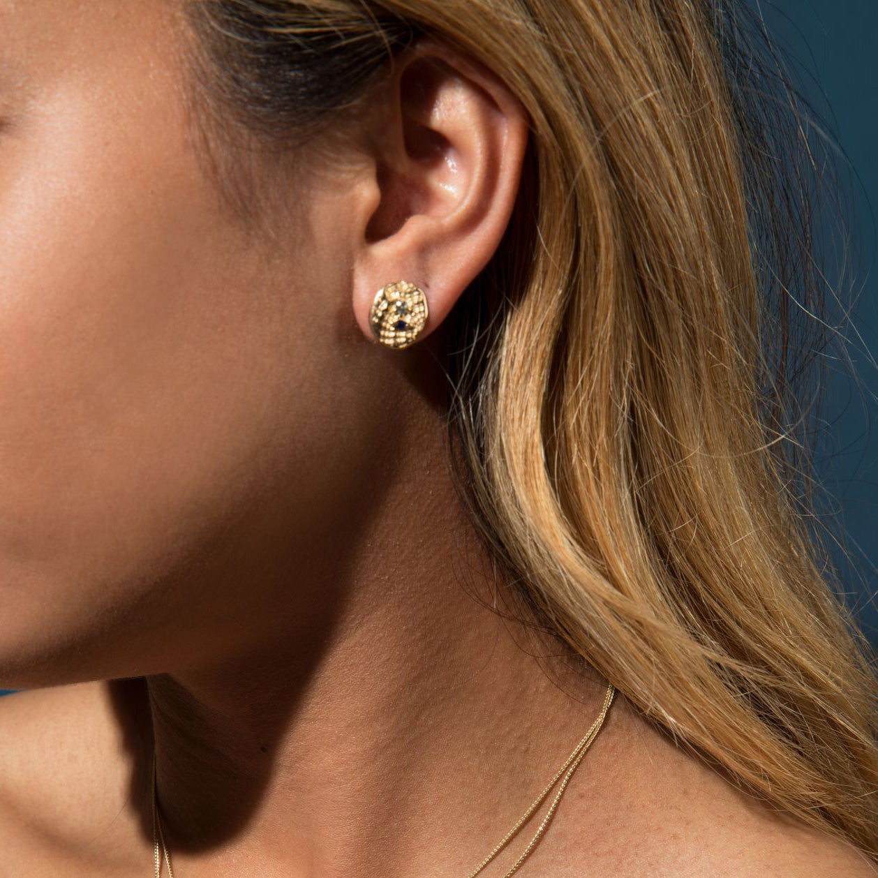 Sea Impression Studs, 14k