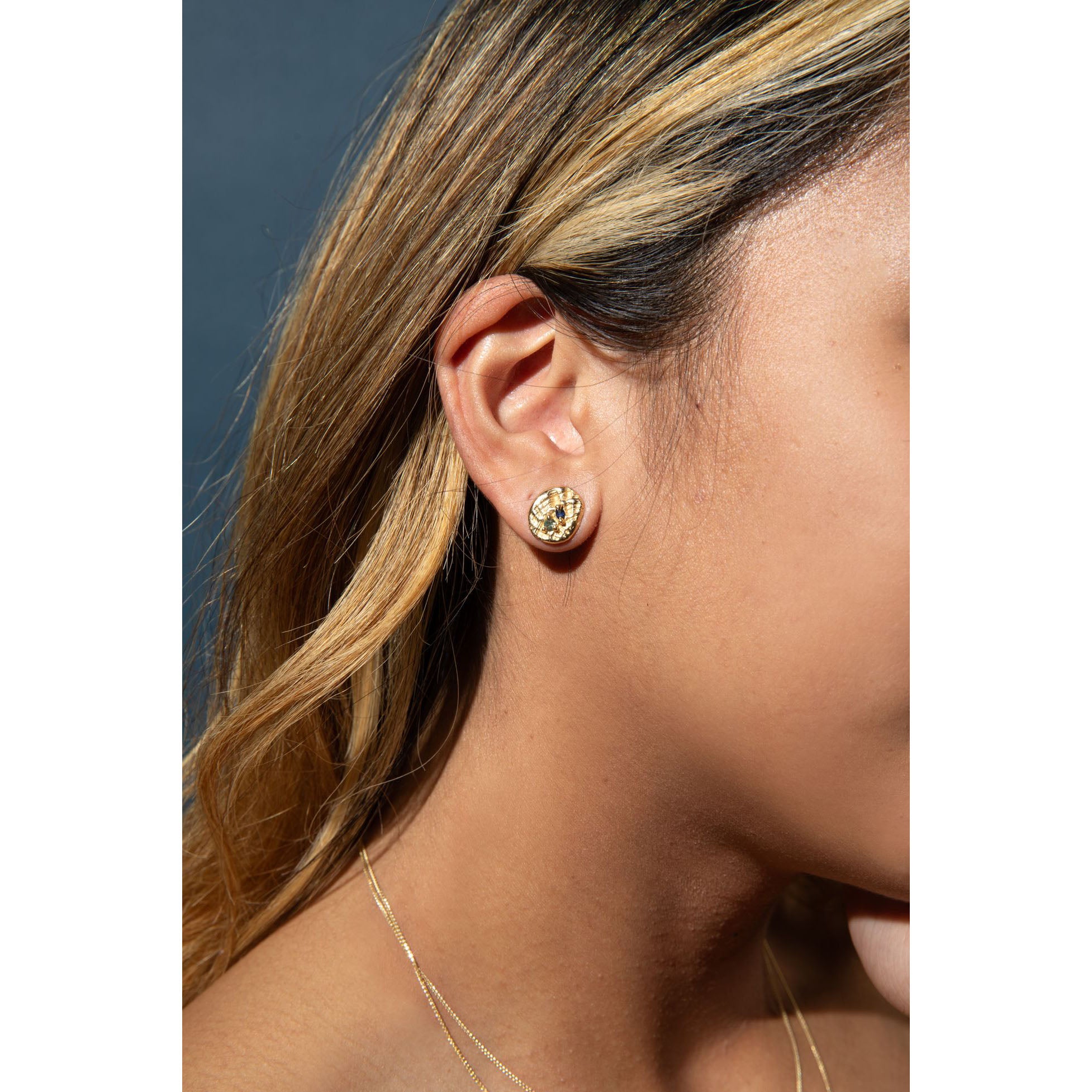 Sea Impression Studs, 14k