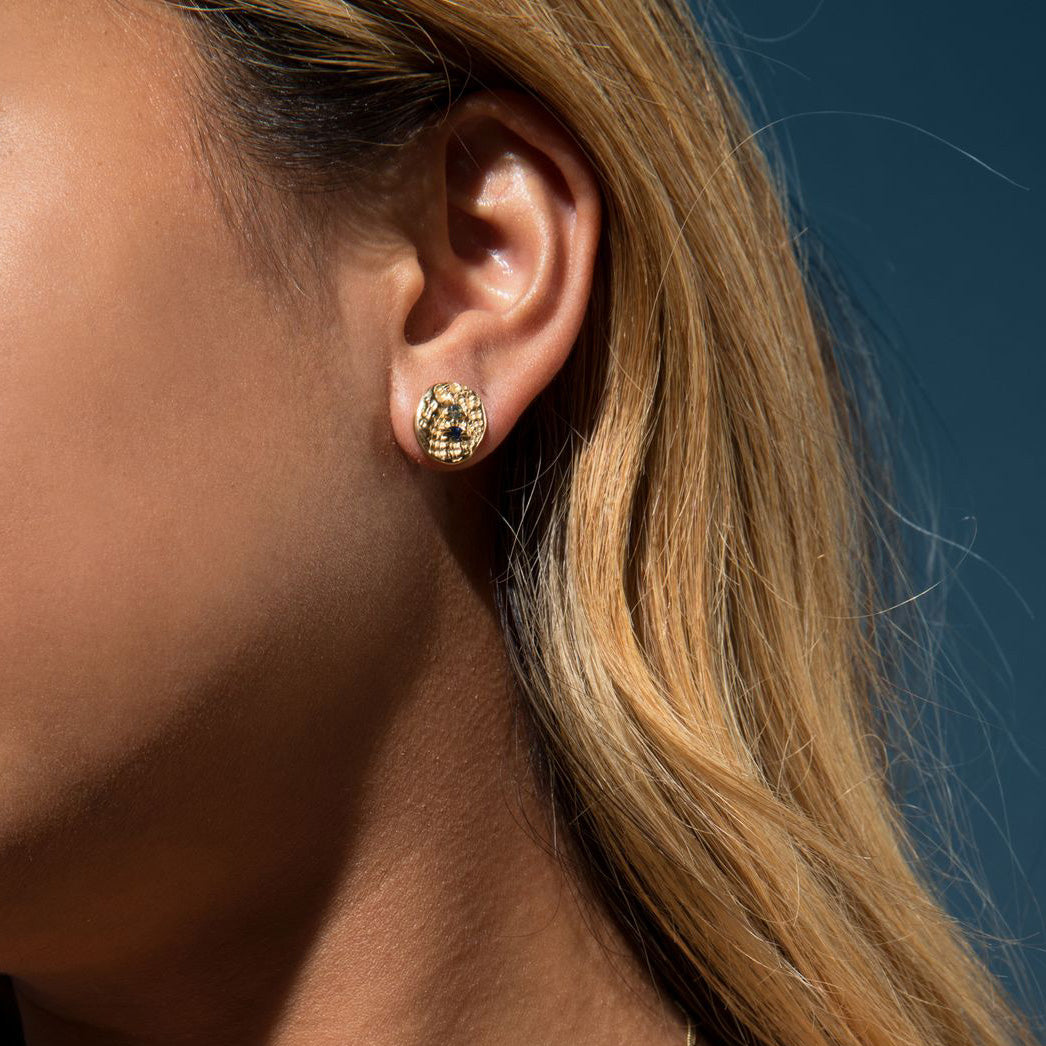 Sea Impression Studs, 14k