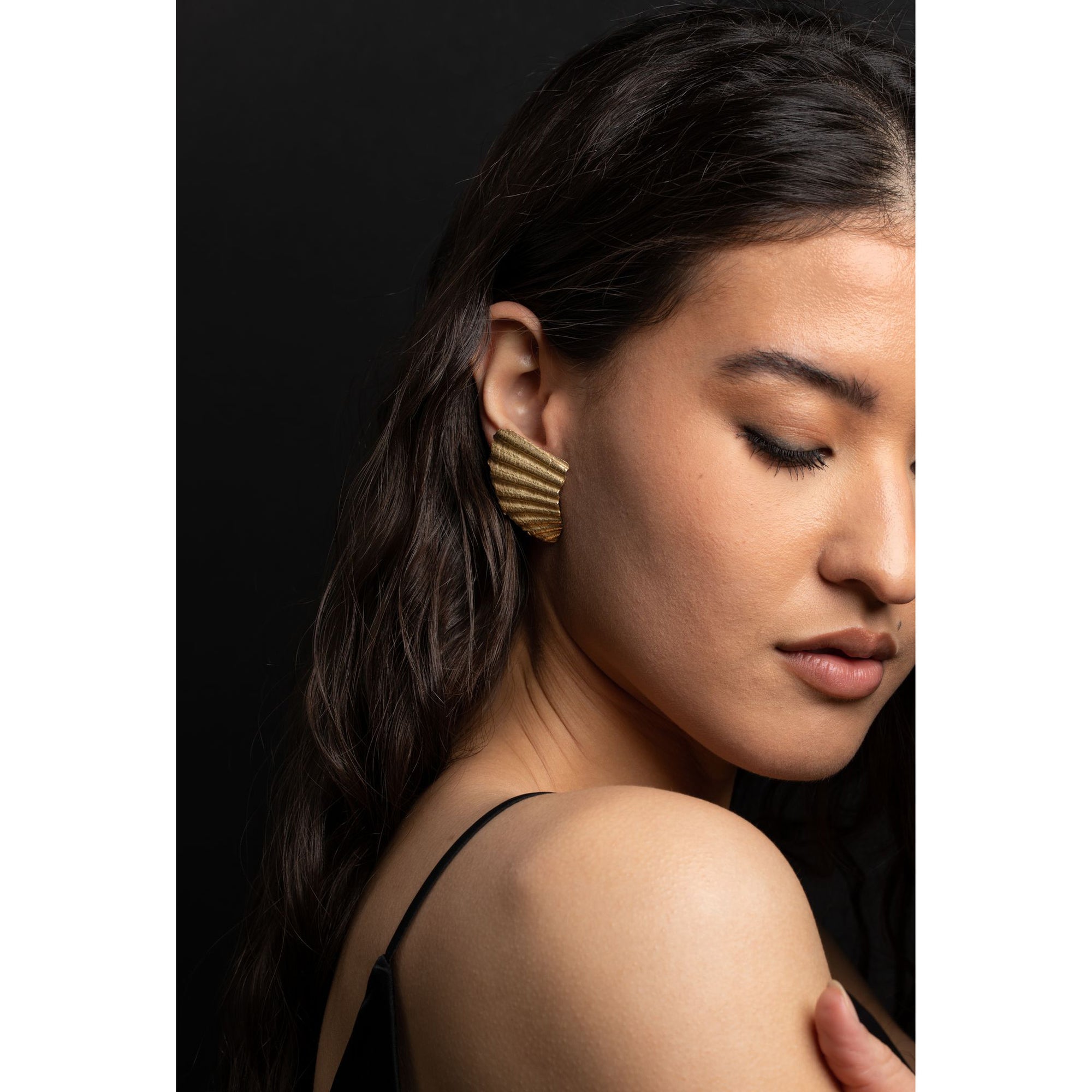 Sea Shard Large Earrings, Brass