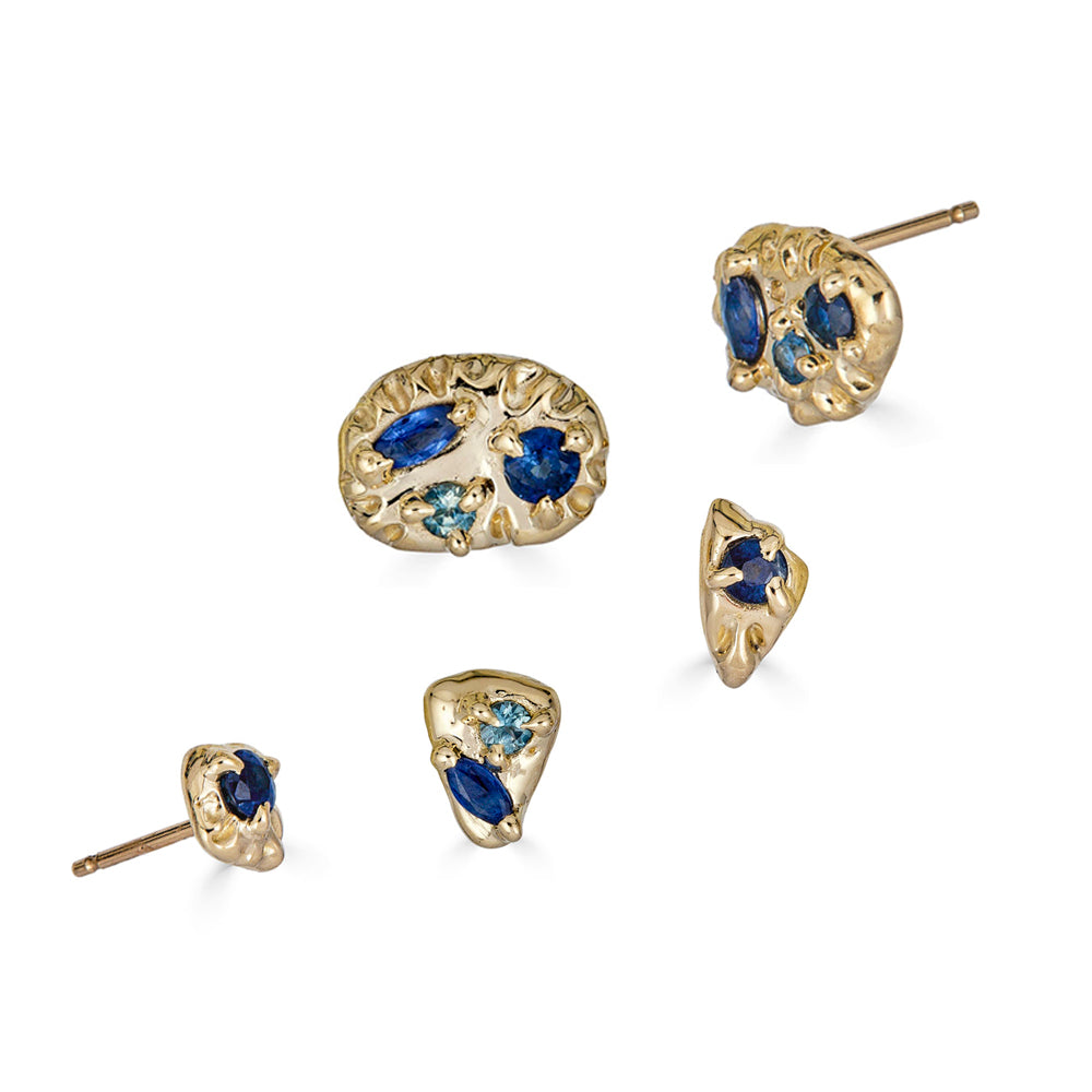 Sapphire Mix + Match Stud, 14k