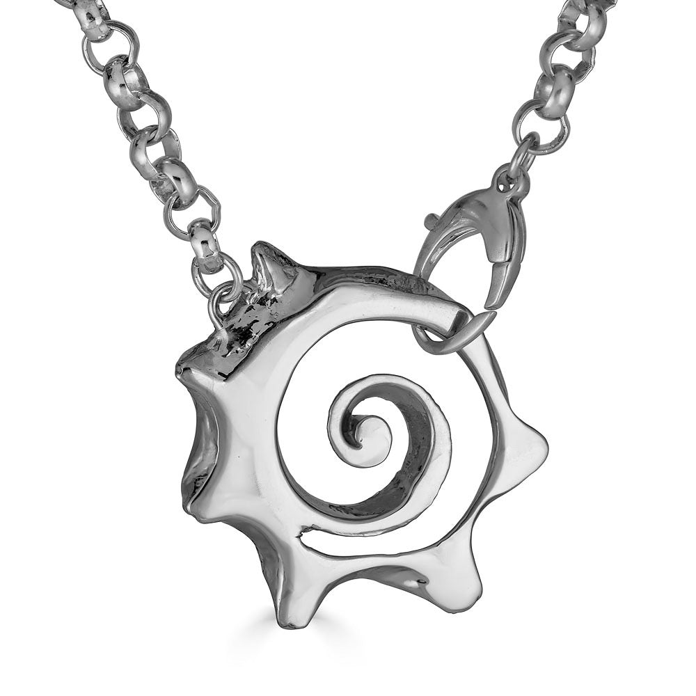 Sliced Shell Link Necklace, Silver