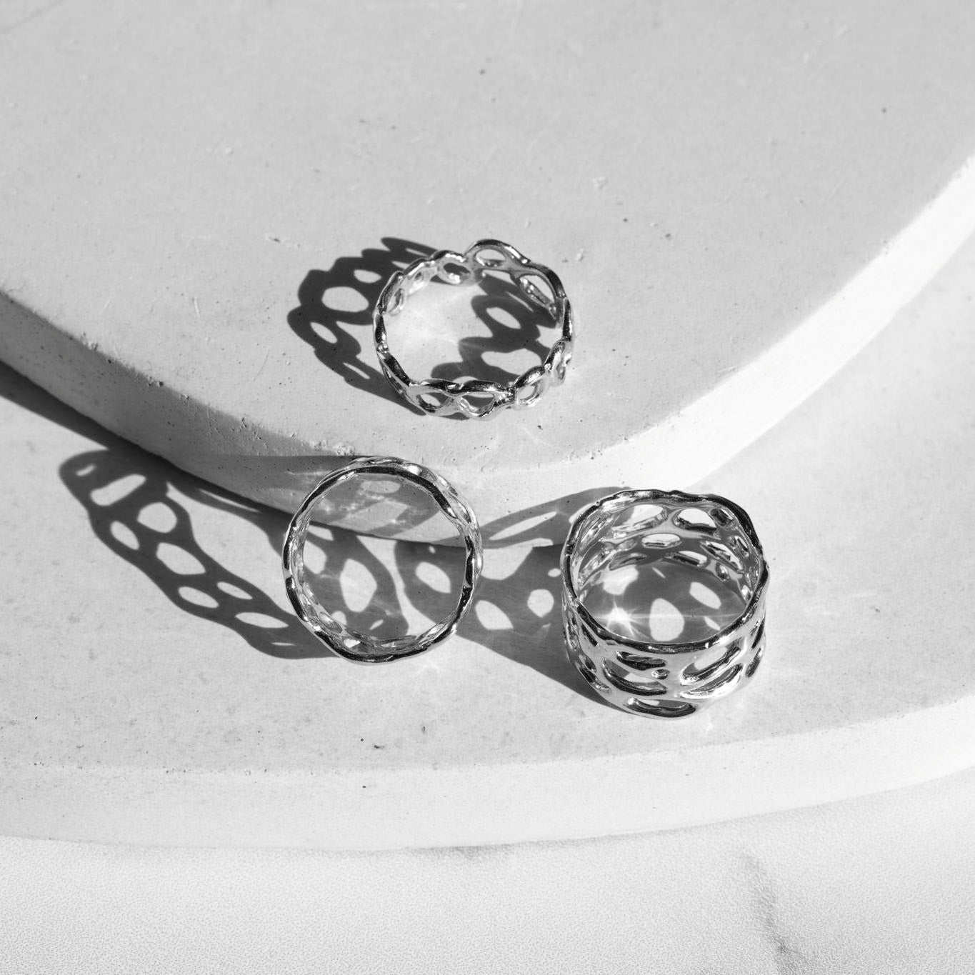 X Wide Morel Ring, Silver