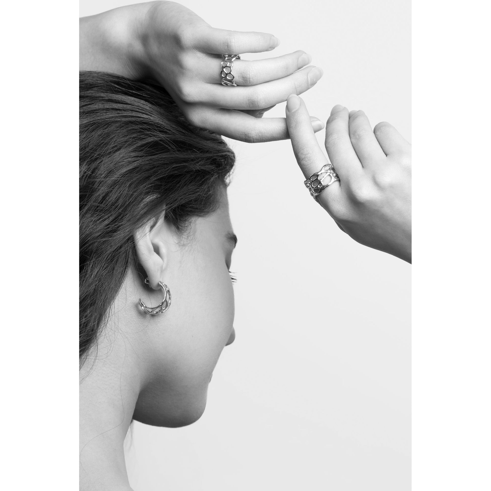 X Wide Morel Ring, Silver