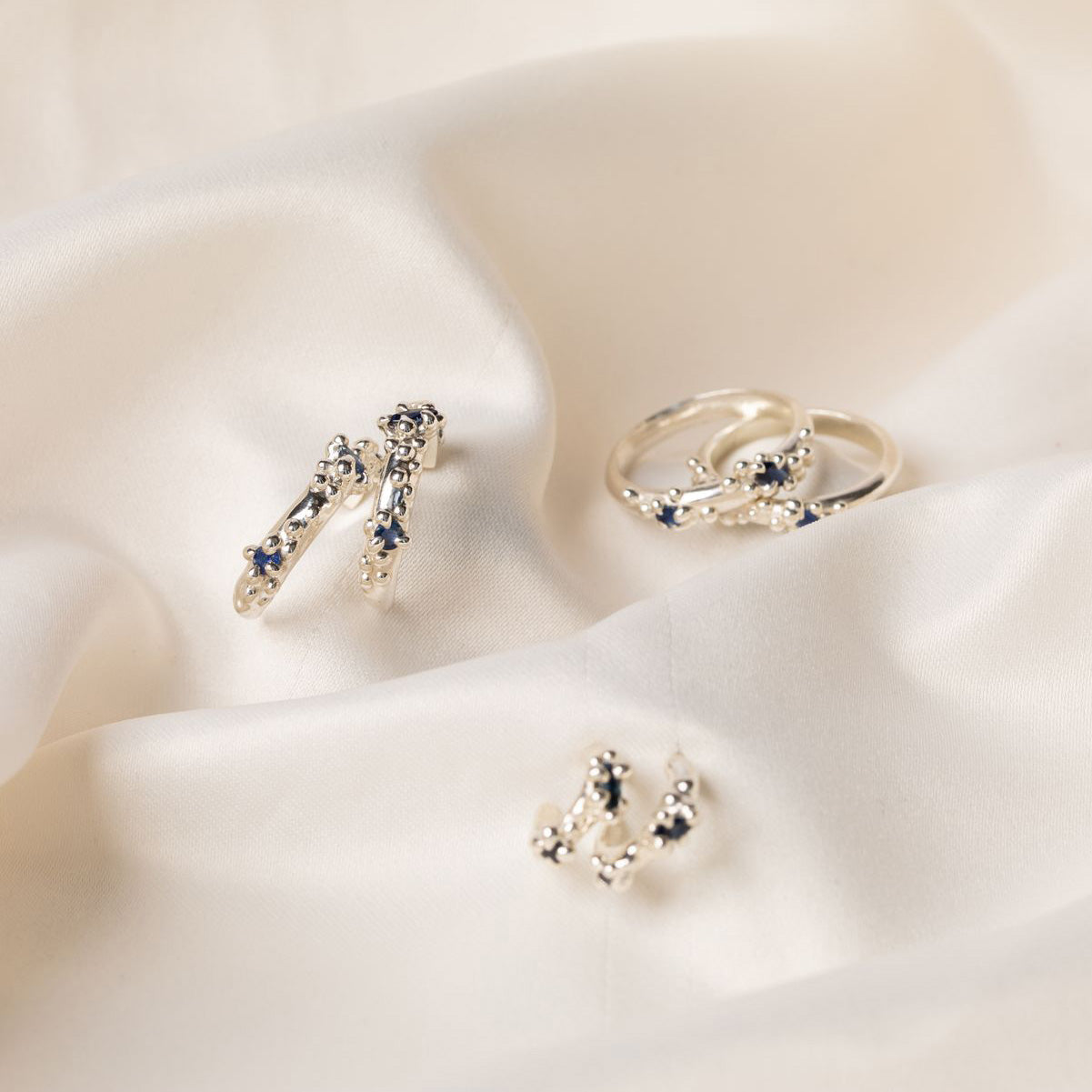 Sapphire Froth Ring, Silver