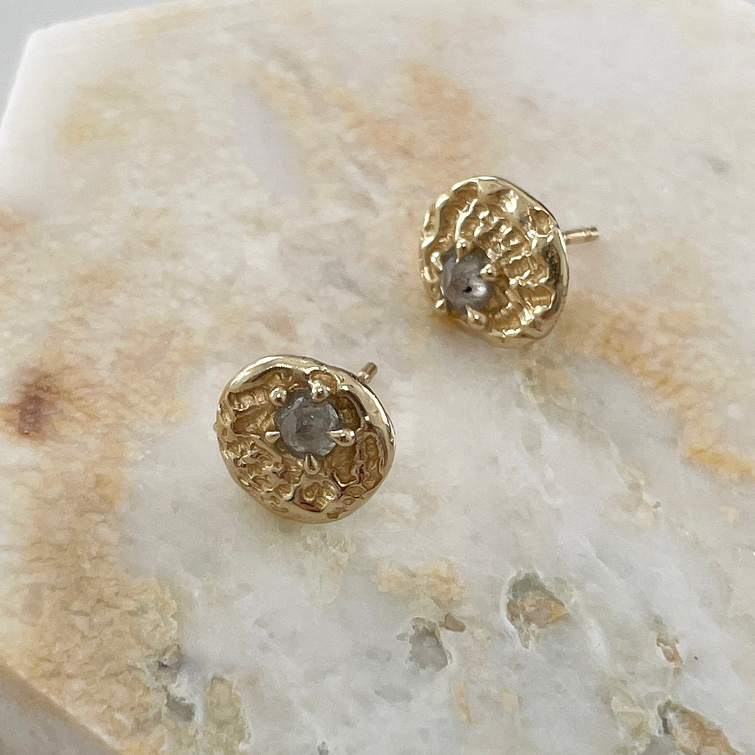 Sea Impression Studs, 14k