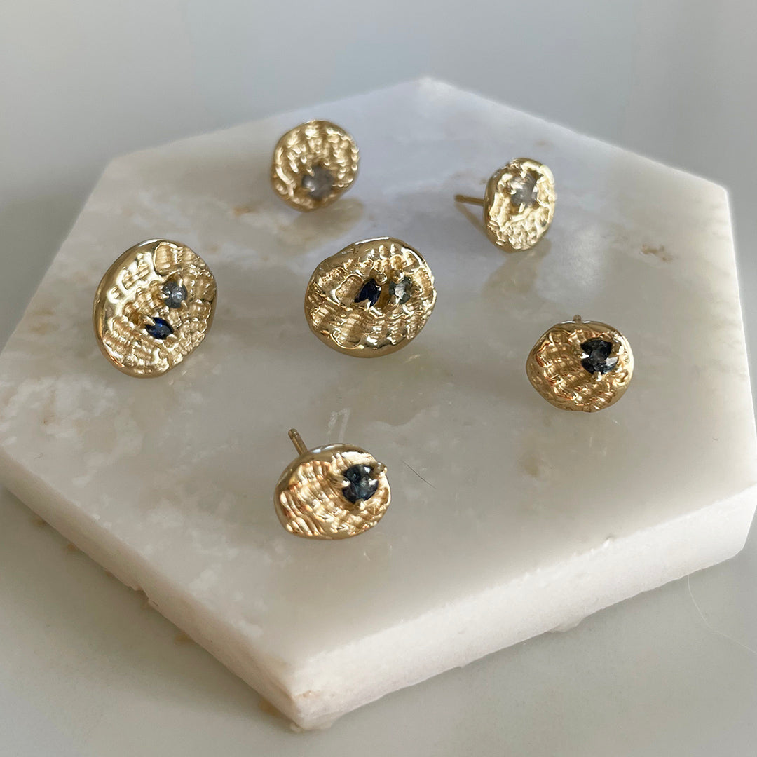 Sea Impression Studs, 14k