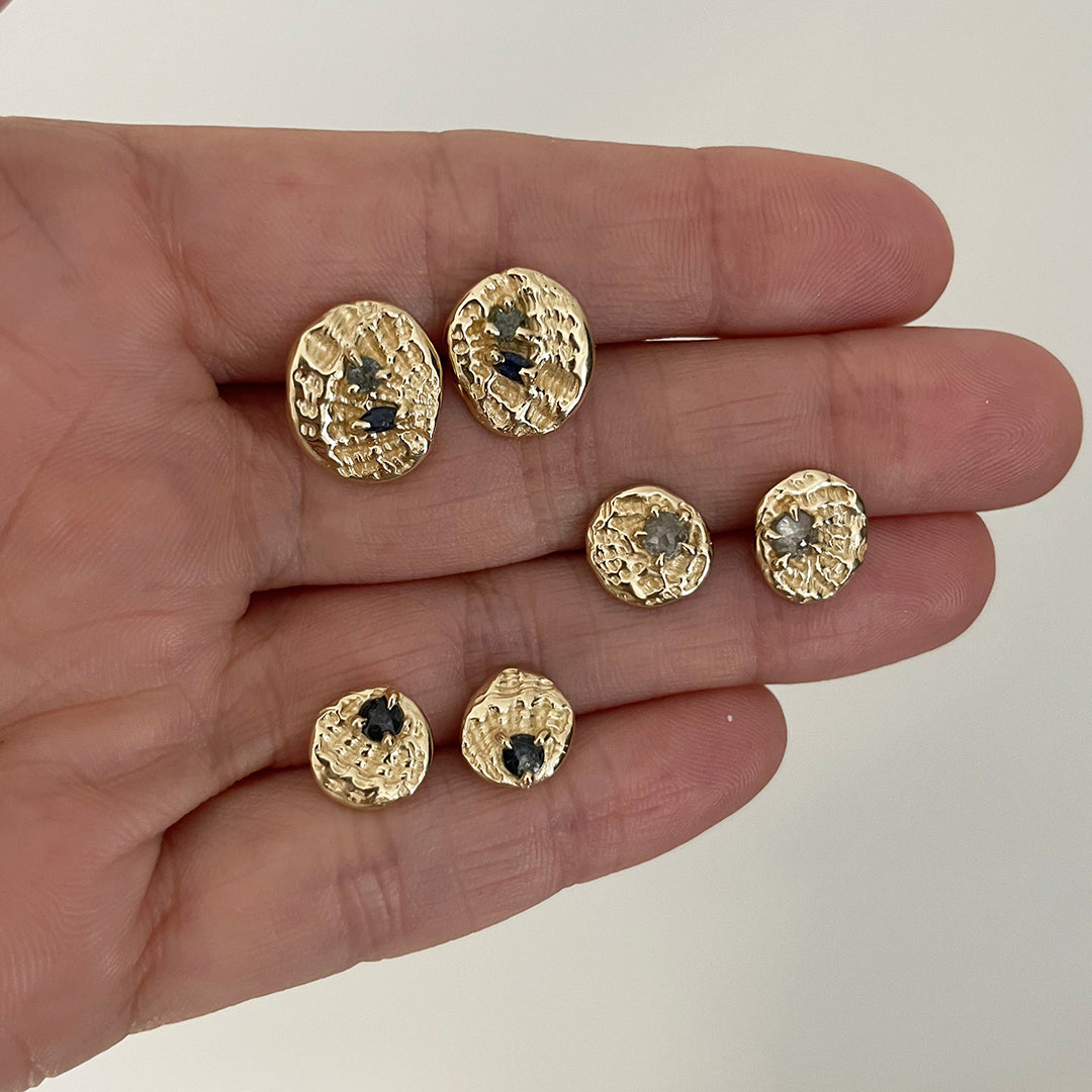 Sea Impression Studs, 14k