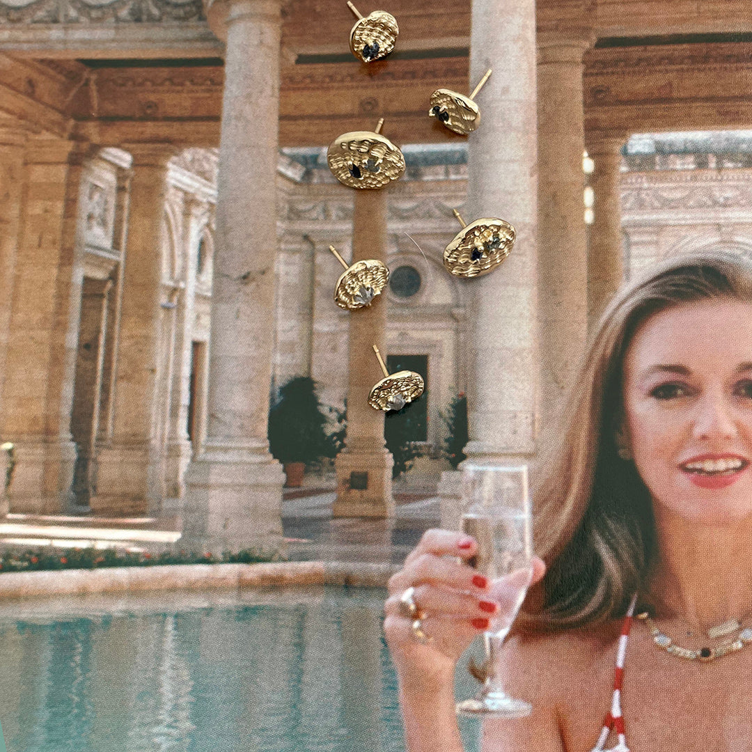 Sea Impression Studs, 14k