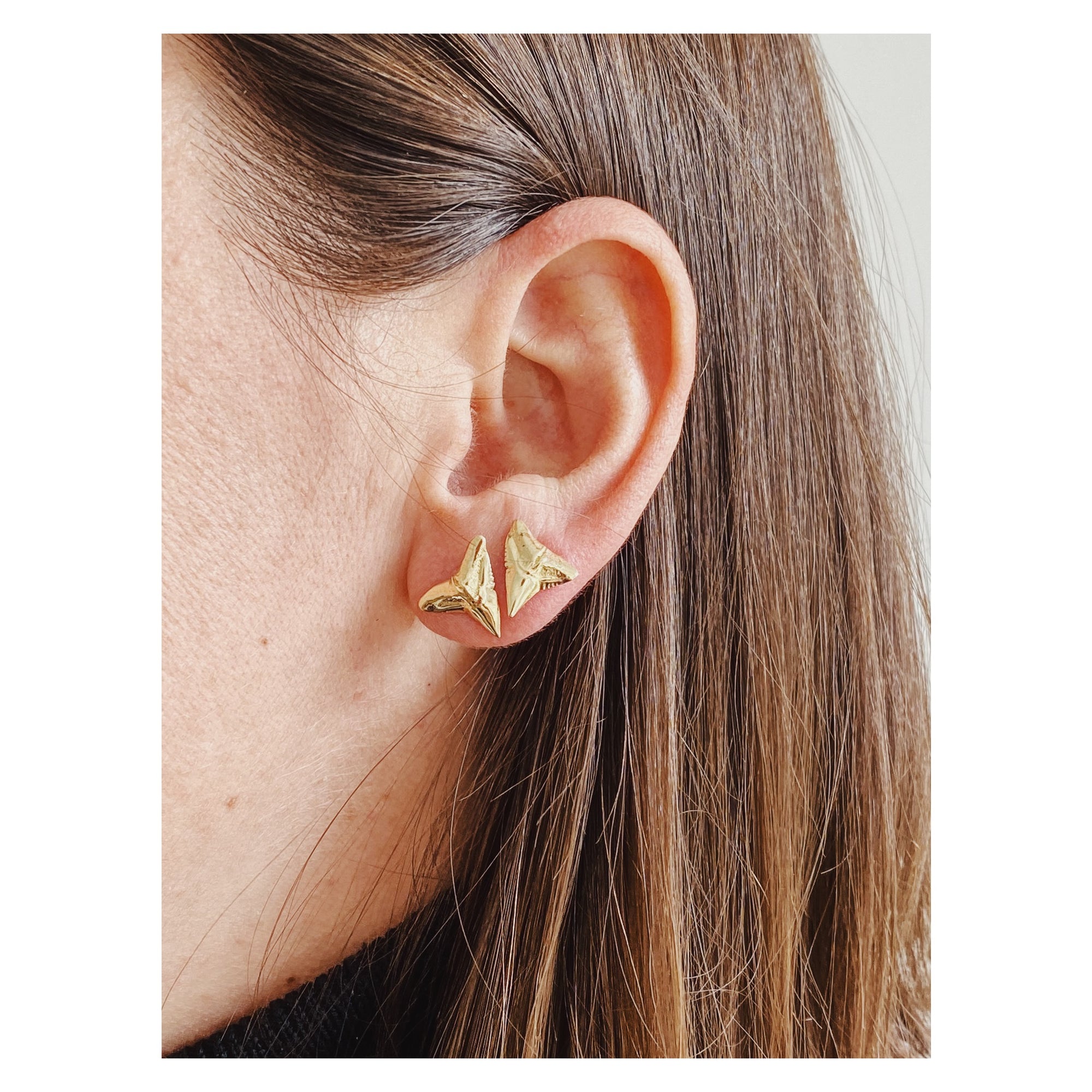 gold shark tooth earrings