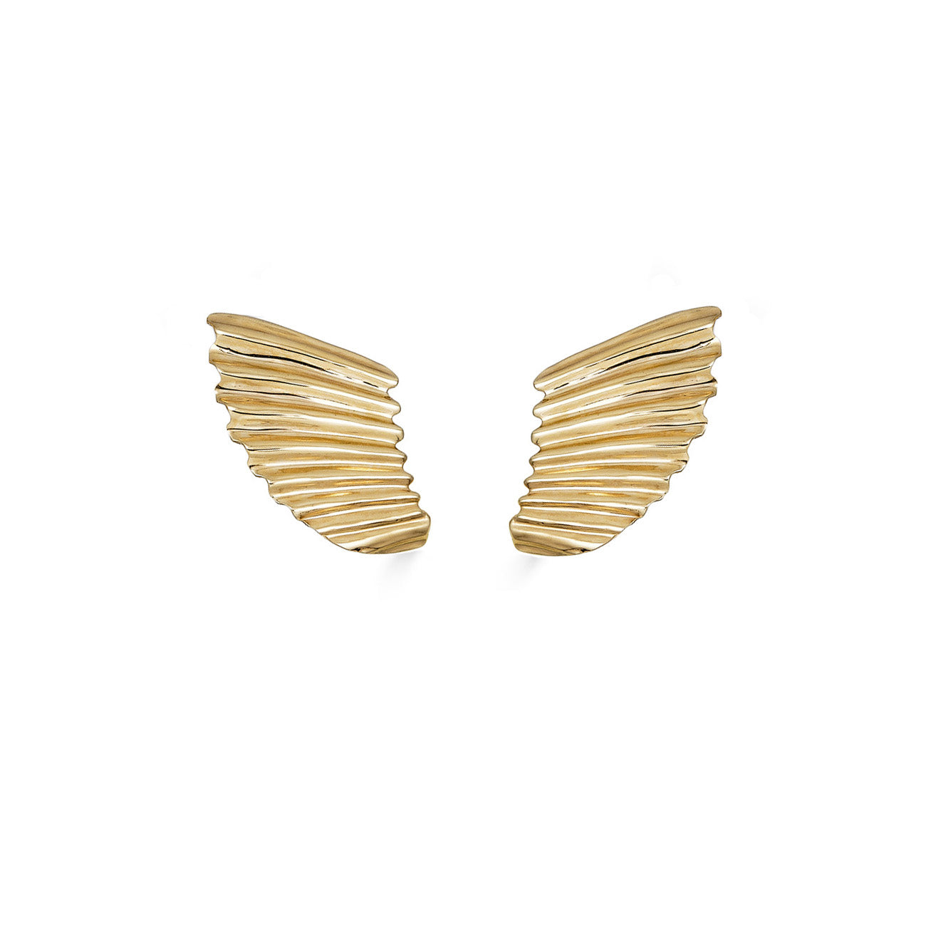 Tiny Scallop Shard Studs, 14k