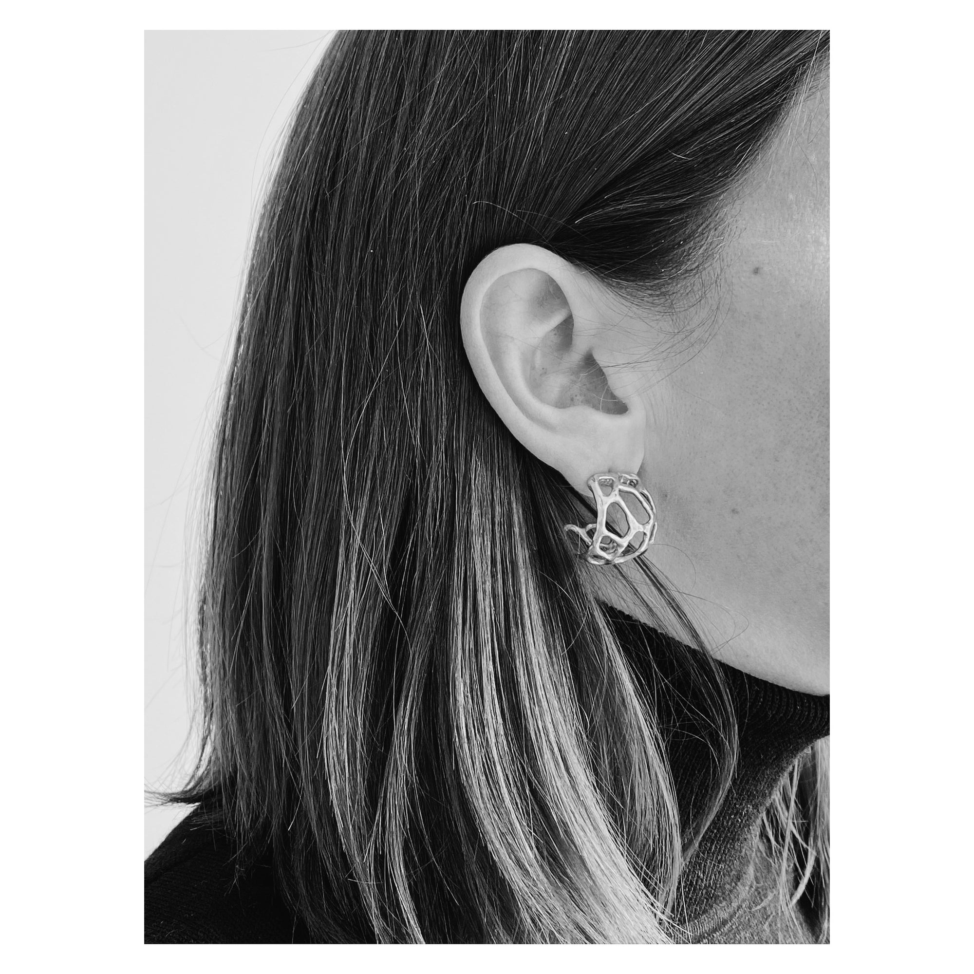 mushroom silver earrings