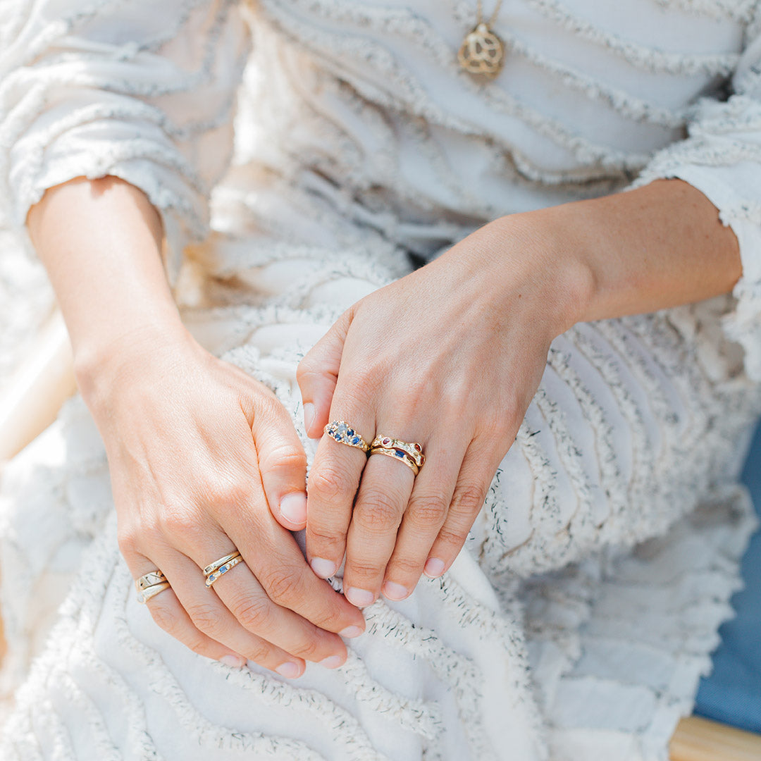 Sapphire Barnacle Band, 14k