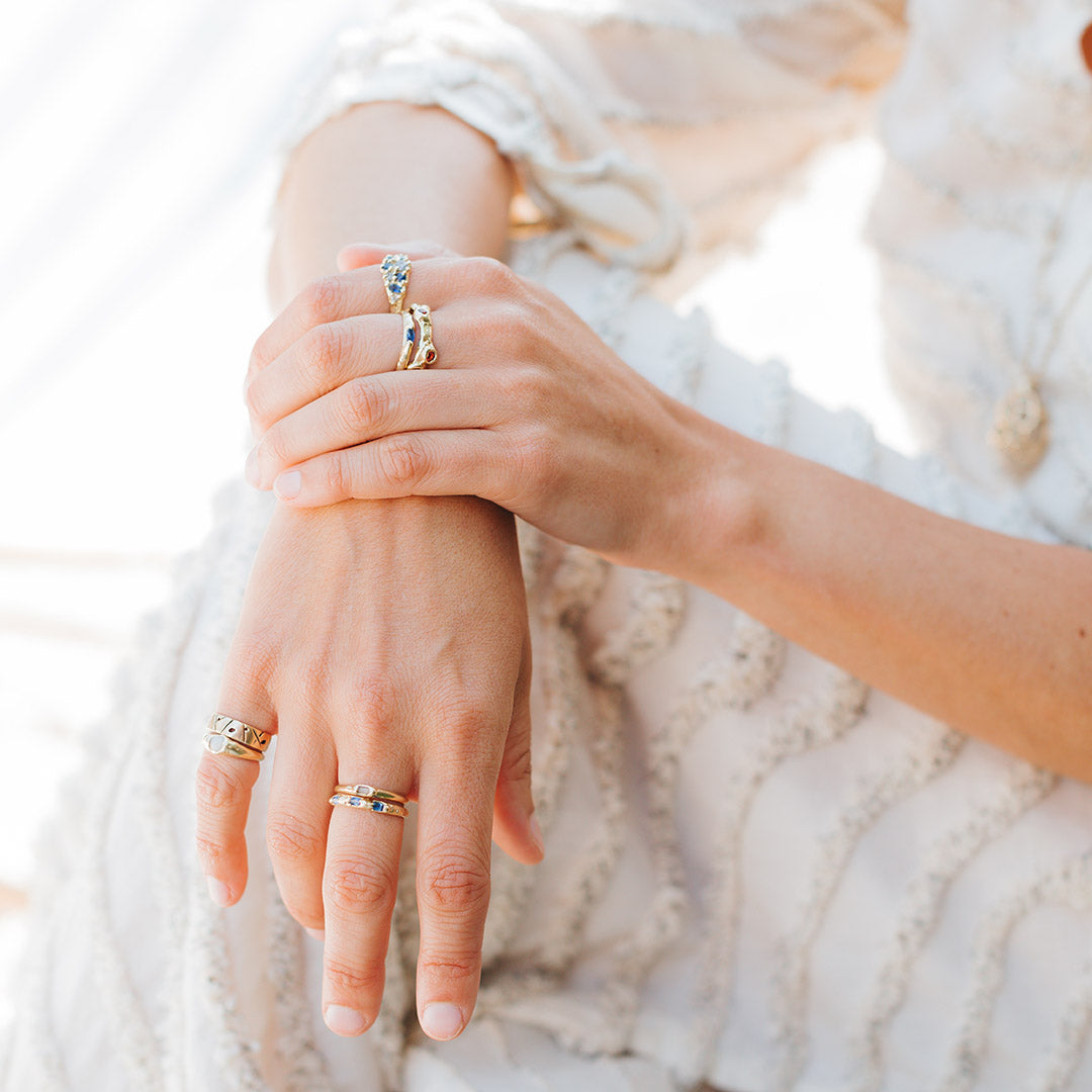 Sapphire Barnacle Band, 14k