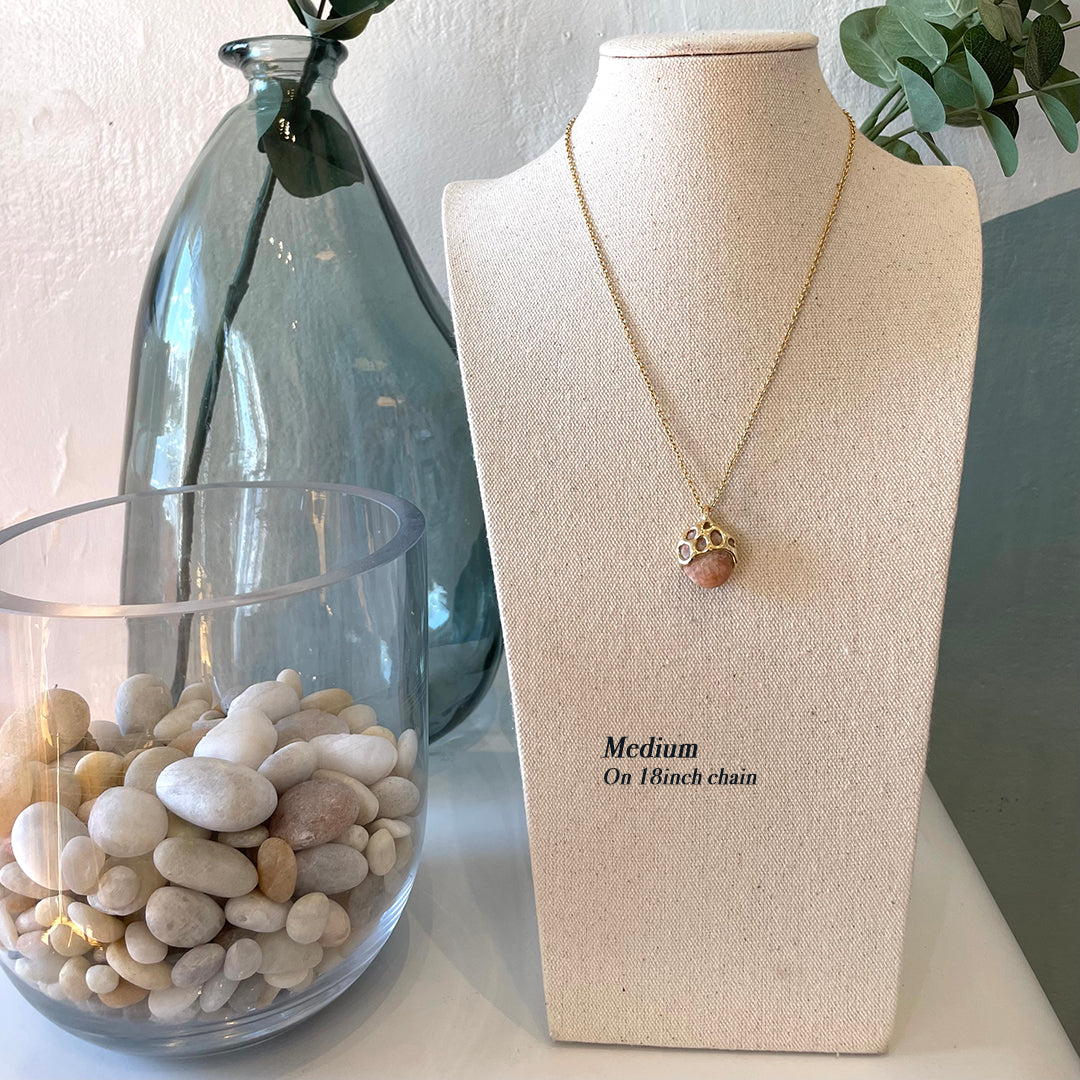 Nantucket Beach Stone Necklace, 14k