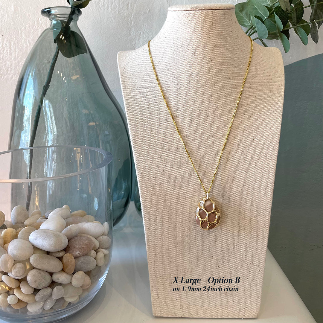 Nantucket Beach Stone Necklace, 14k