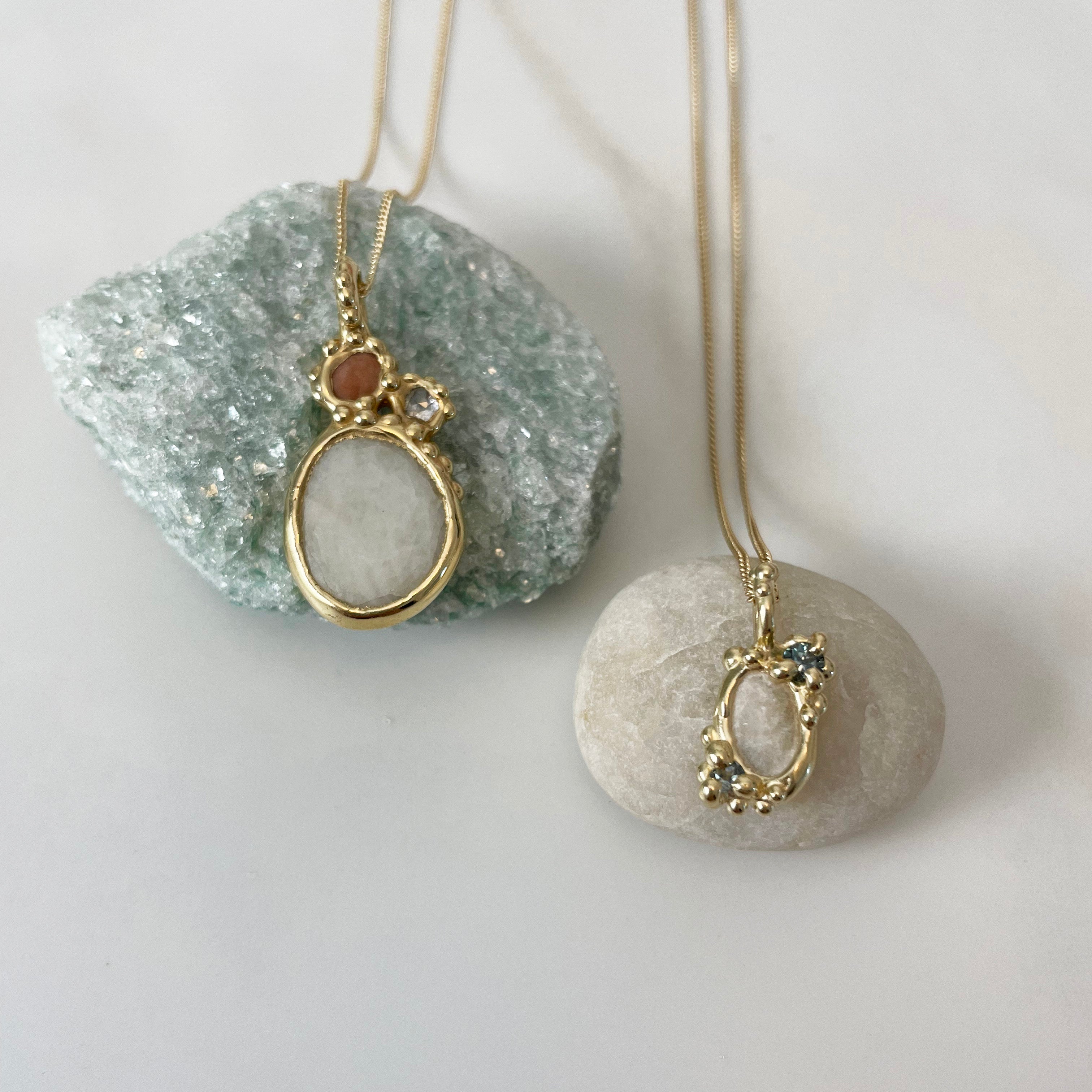 Beach Stone Froth Necklace, 14k