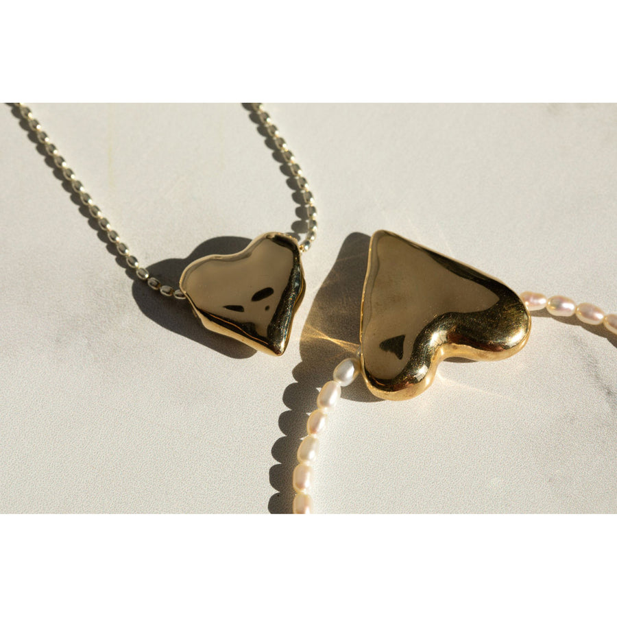 Small Love Necklace, Brass