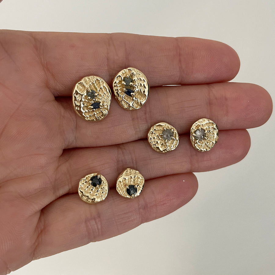 Sea Impression Studs, 14k