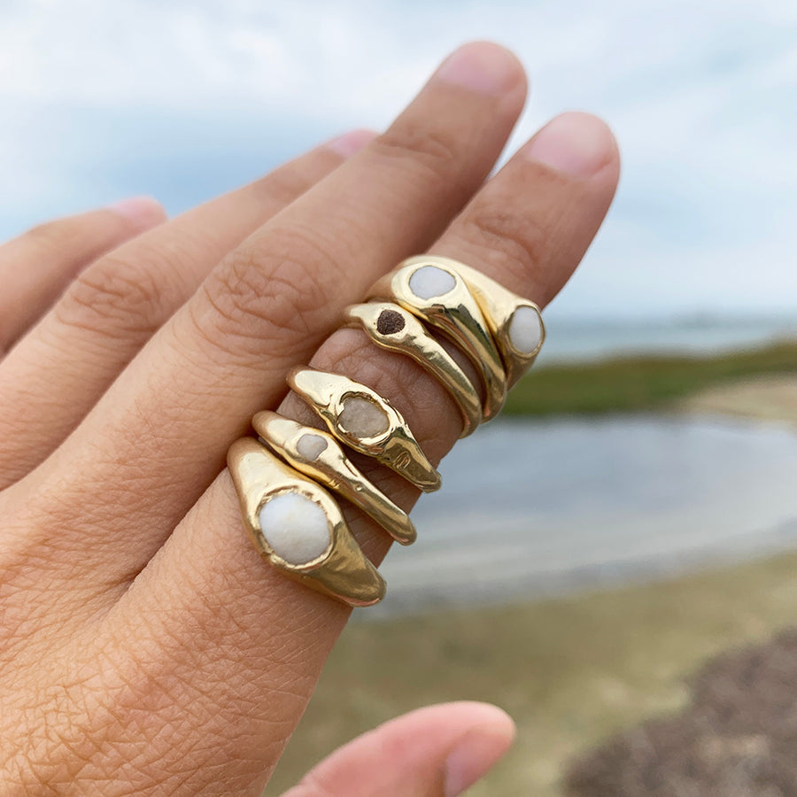 Beach Stone Ring, 14k