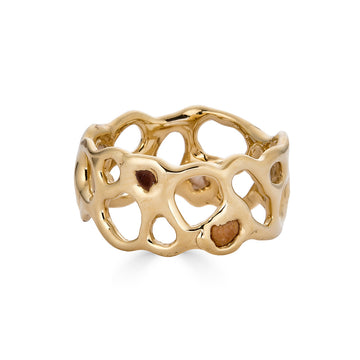 Morel Ring with Beach Stones, 14k