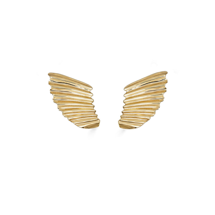 Tiny Scallop Shard Studs, 14k