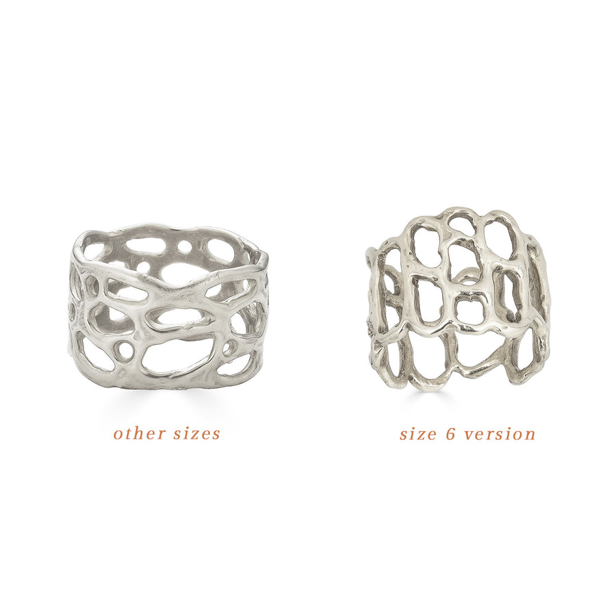 X Wide Morel Ring, Silver