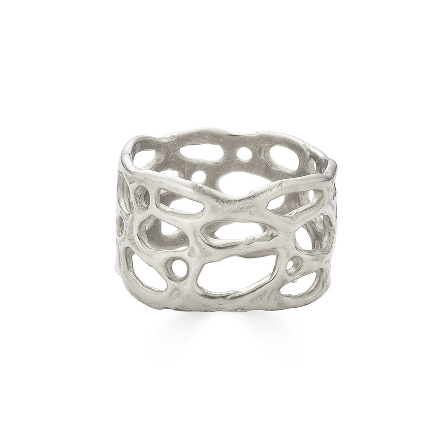 X Wide Morel Ring, Silver