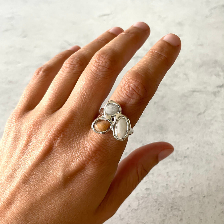 Beach Collage Ring, Silver