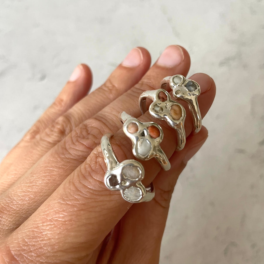 Beach Collage Ring, Silver