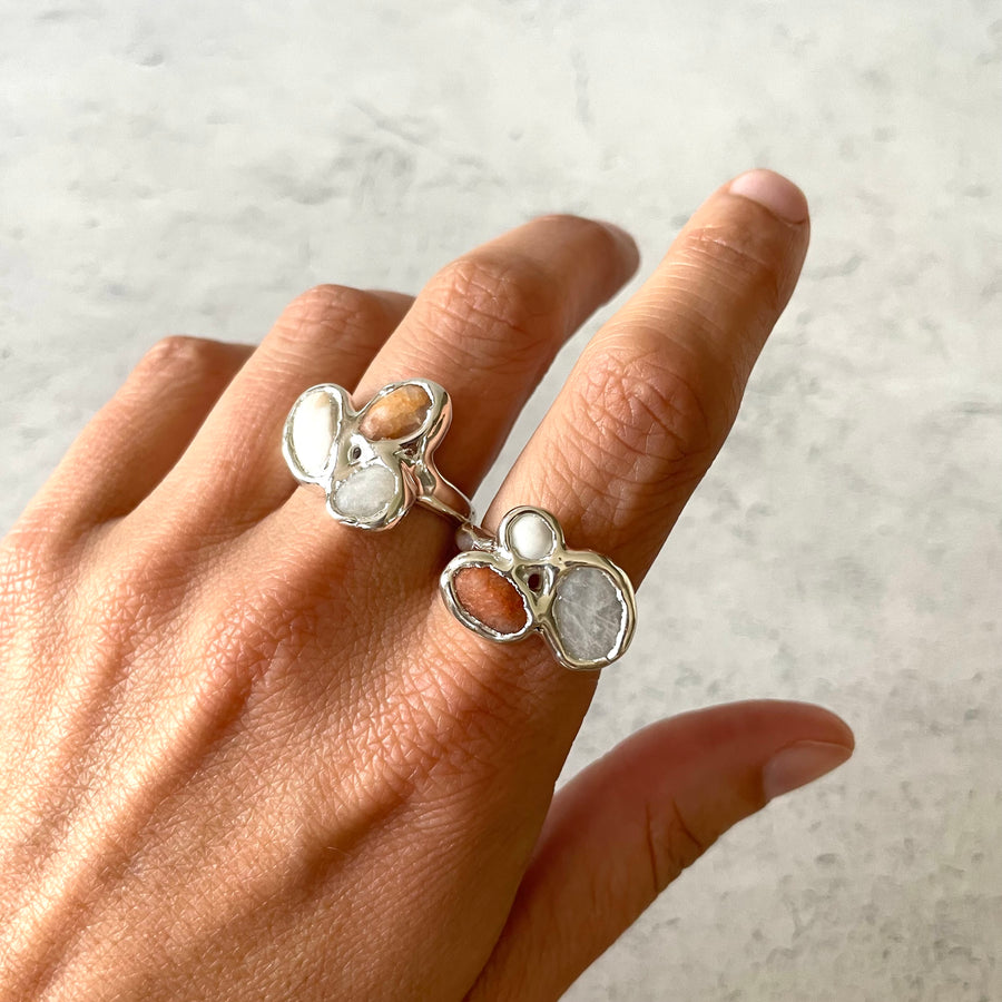 Beach Collage Ring, Silver