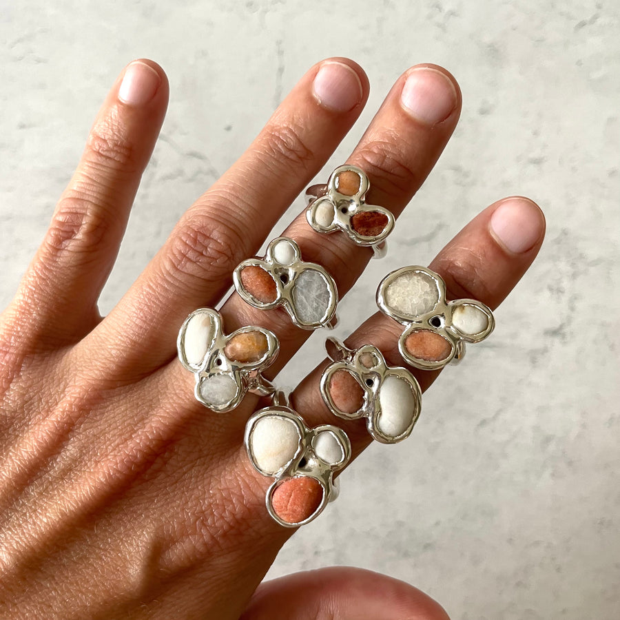 Beach Collage Ring, Silver