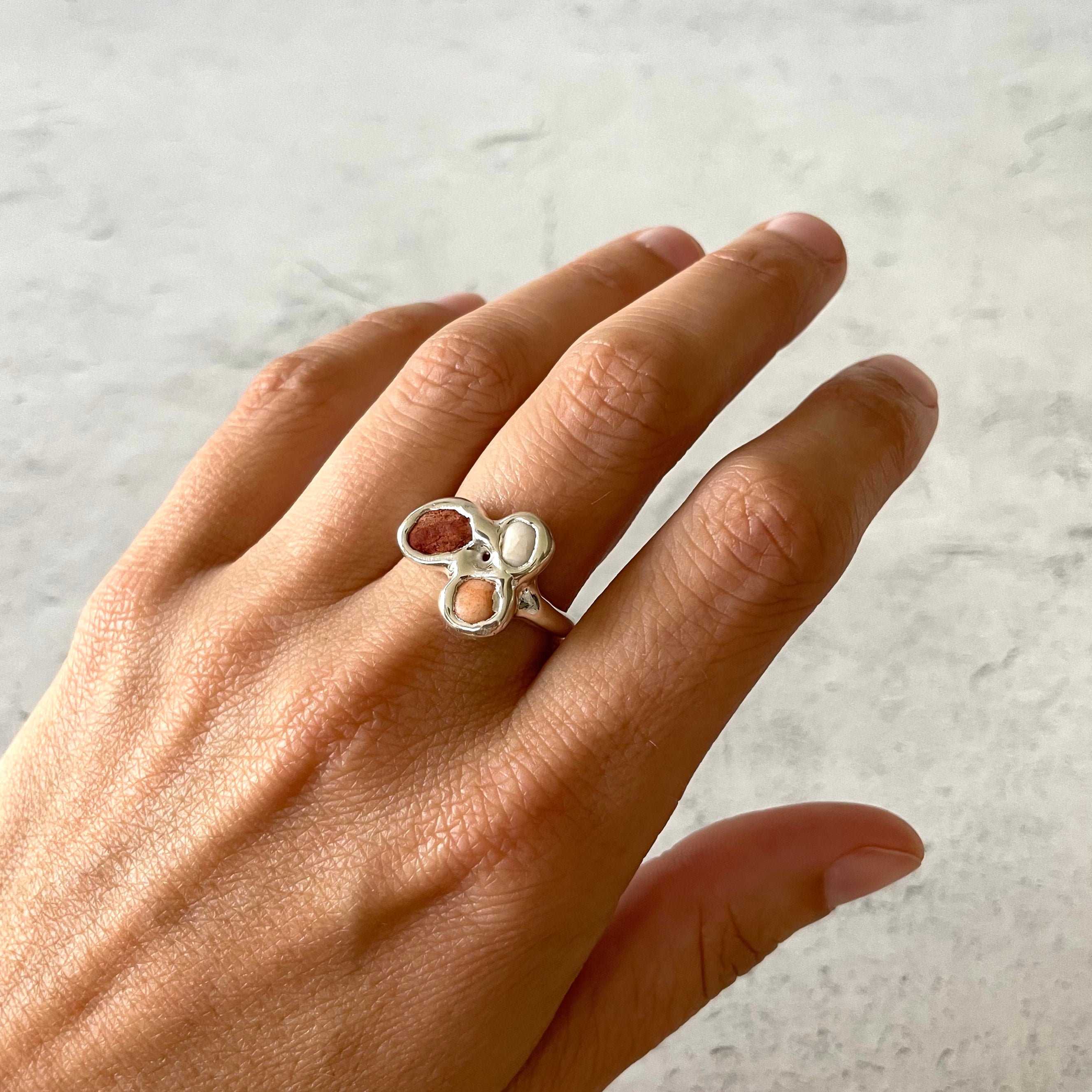 Beach Collage Ring, Silver