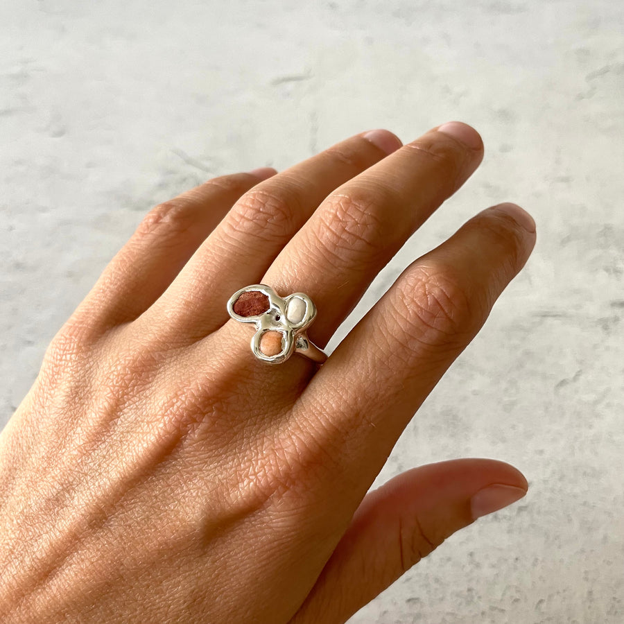 Beach Collage Ring, Silver