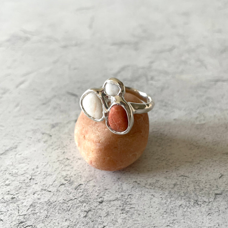 Beach Collage Ring, Silver