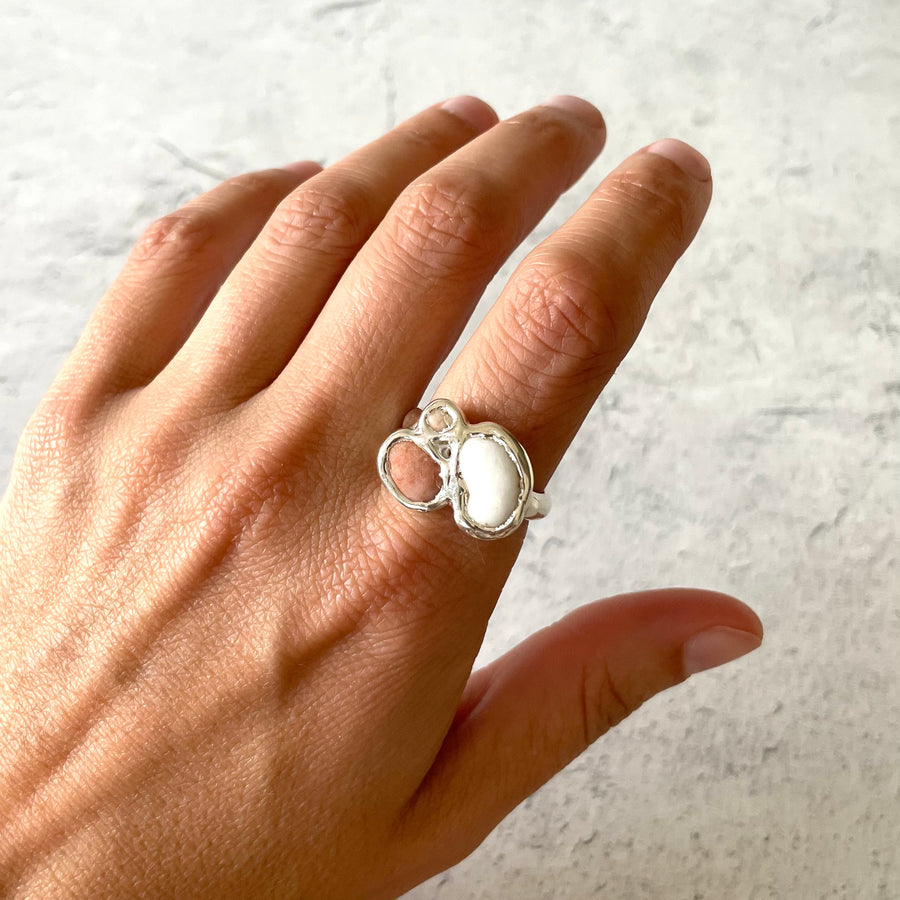 Beach Collage Ring, Silver