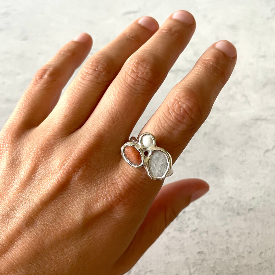 Beach Collage Ring, Silver