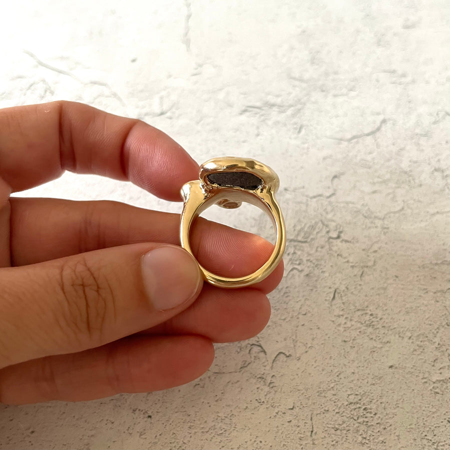 Large Beach Collage Ring, 14k
