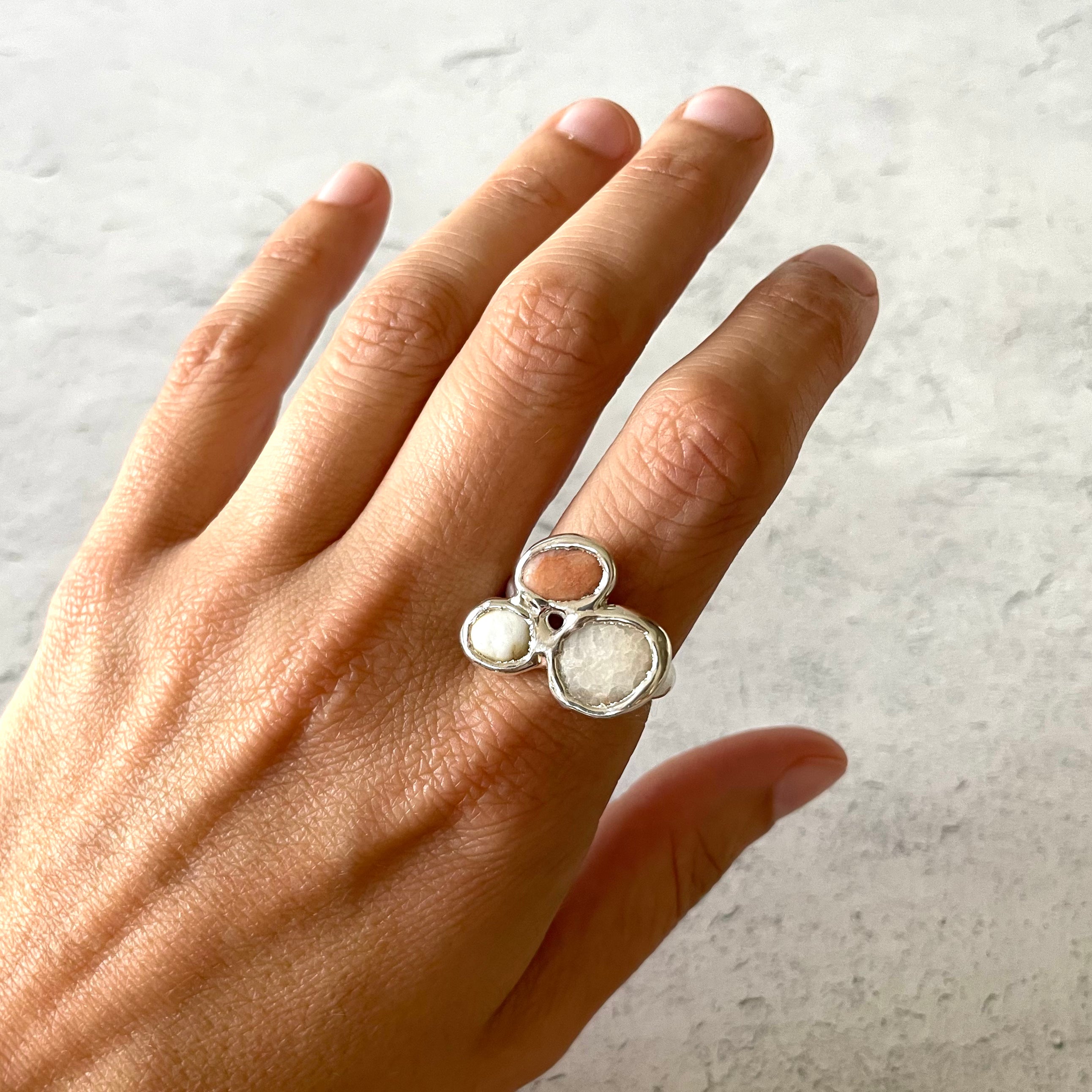 Beach Collage Ring, Silver