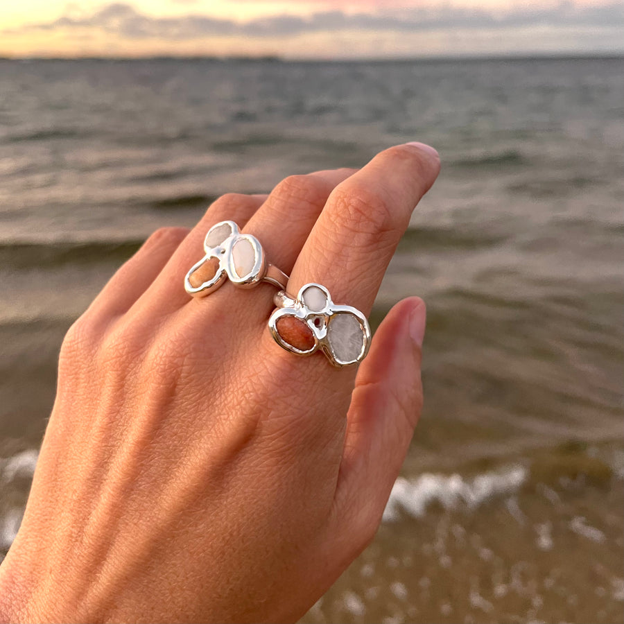 Beach Collage Ring, Silver