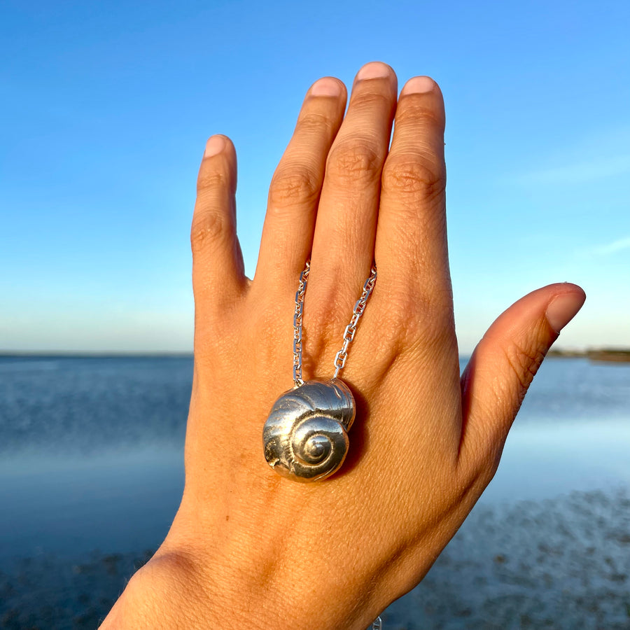 Moon Snail Necklace, Silver