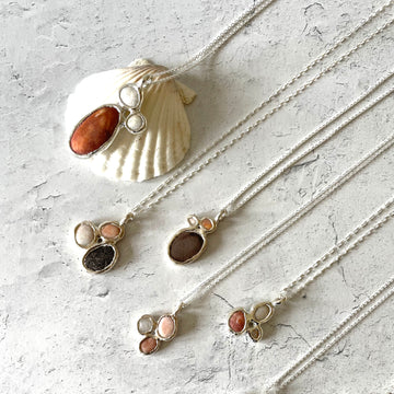 Beach Collage Pendant, Silver