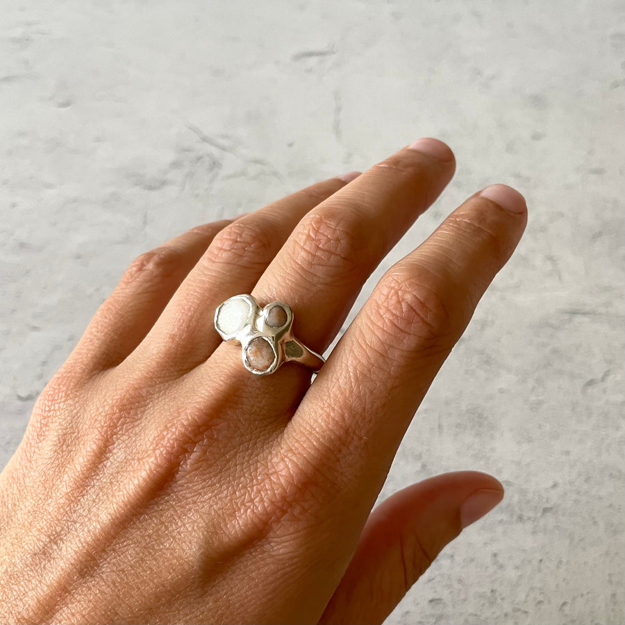 Beach Collage Ring, Silver