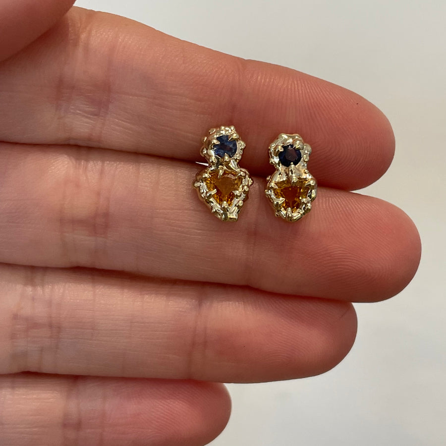 Sapphire Duo Stud, 14k
