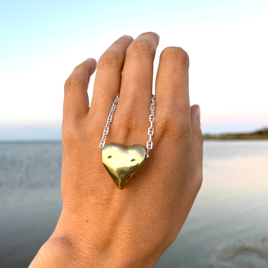 Small Love Necklace, Brass